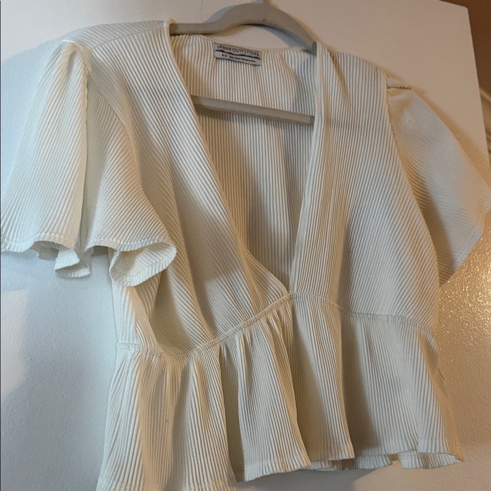 Urban Outfitters Cream Ribbed Blouse